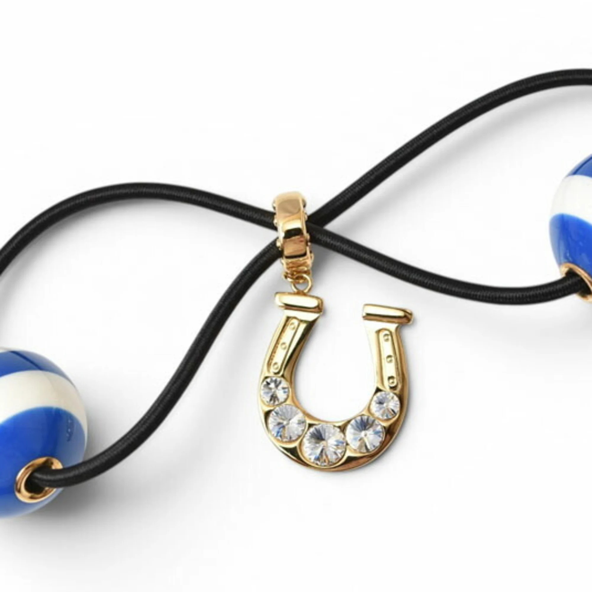 Miu Miu Miu Hair Tie, Rhinestone Border Metal Blue, Women's Accessory 5jf067